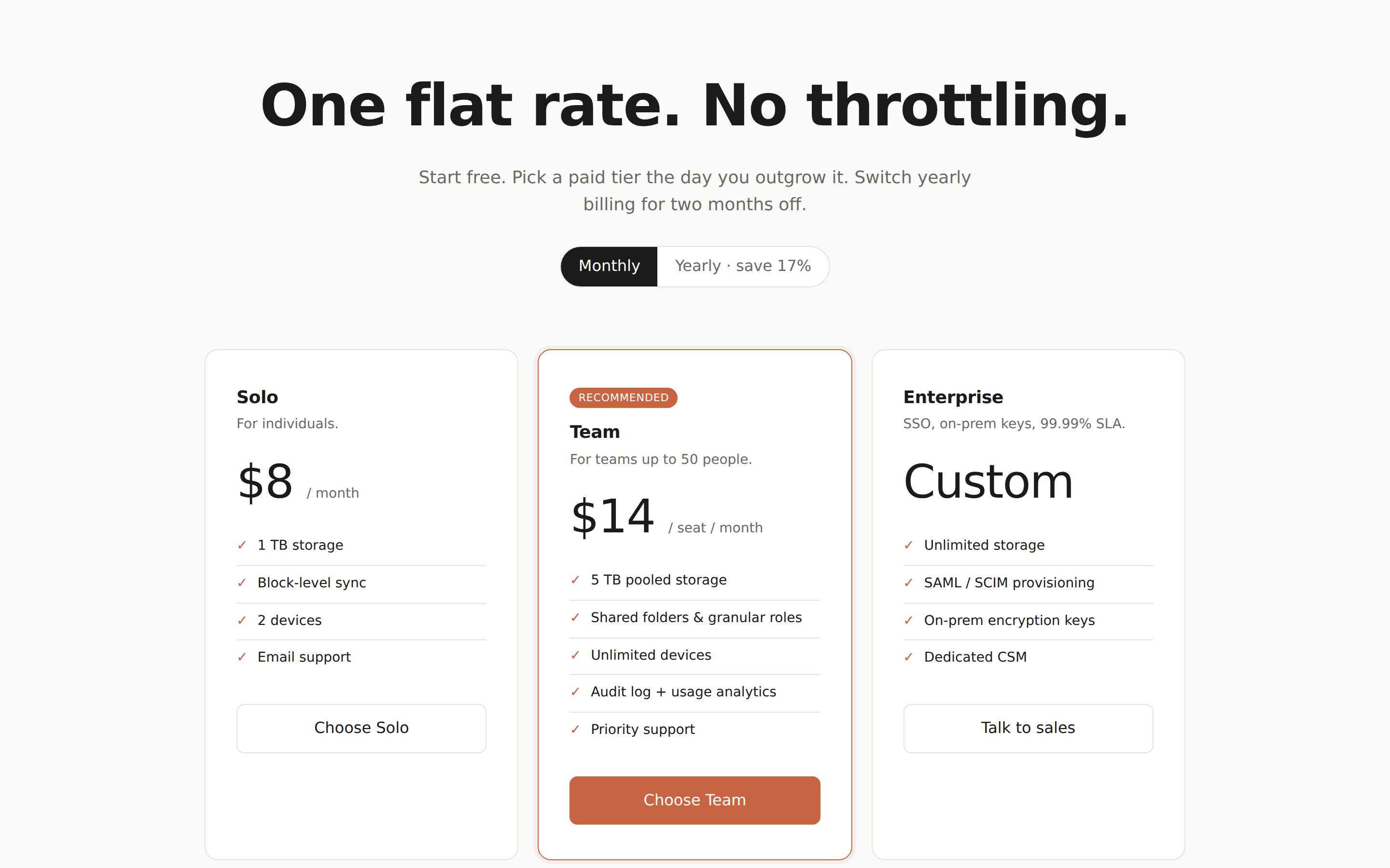 Pricing Page preview